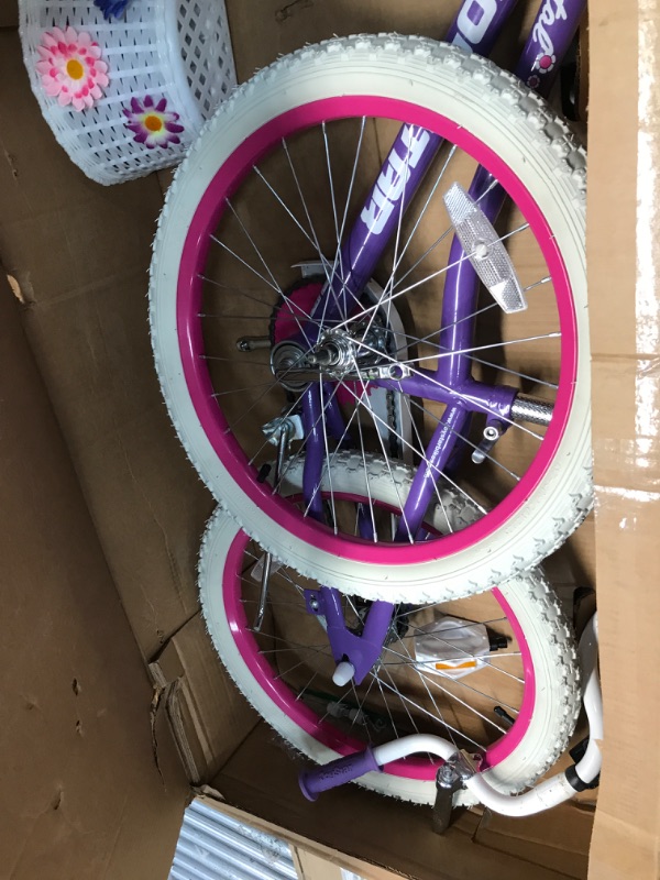 Photo 3 of ***MISSING PARTS***JOYSTAR Petal Girls Bike for Toddlers and Kids, 12 14 16 20 Kids Bike with Basket for Age 2-12 Years Old Girls, Children's Bicycle, Pink Purple Purple 14 Inch With Training Wheels