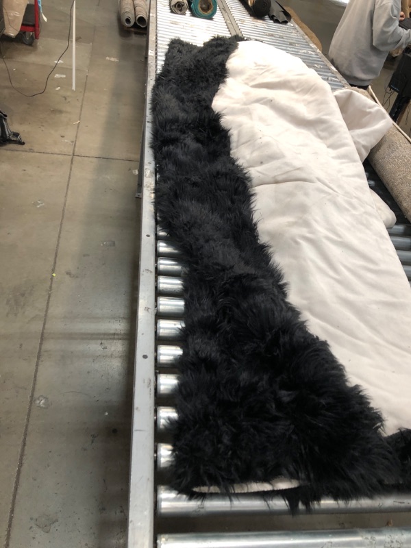 Photo 1 of 8' X 8' BLACK FAUX FURR RUG