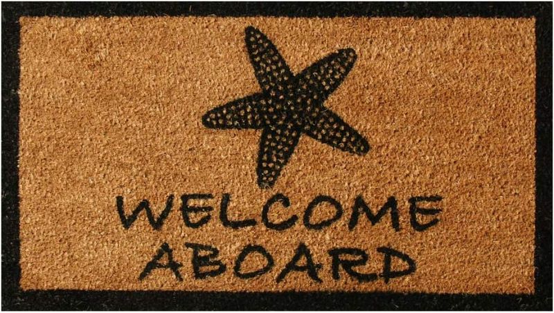 Photo 1 of *** SMALL RIP SEE PICTURES *** Rubber-Cal "Seaside Shell Shack – Welcome Aboard Doormat 15mm X 18" X 30"
