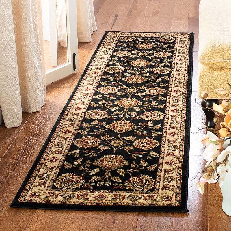 Photo 1 of SAFAVIEH Lyndhurst Collection 2'3" x 8' Black/Ivory LNH555 Traditional Oriental Non-Shedding Living Room Entryway Foyer Hallway Bedroom Runner Rug
