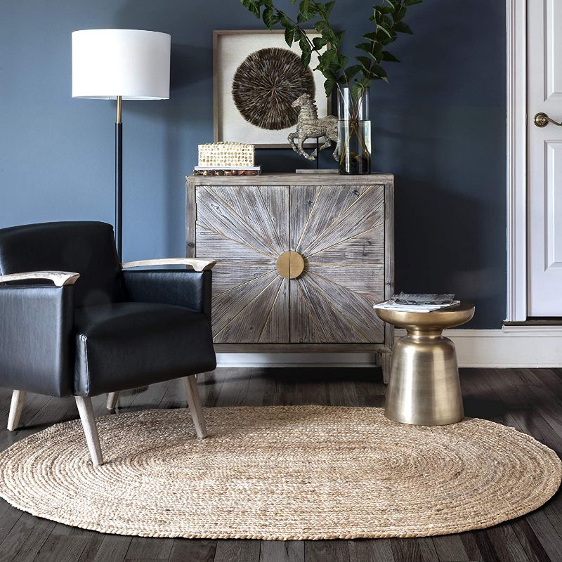 Photo 1 of nuLOOM Rigo Hand Woven Farmhouse Jute Accent Rug, 2' 3" x 4' Oval, Natural
