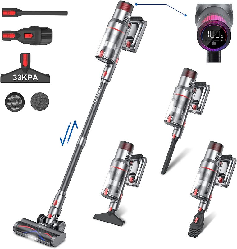 Photo 1 of *USED UNABLE TO TEST* Vistefly V15 Cordless Vacuum Cleaner, 500W 33Kpa Stick Vacuum 5-in-1, Up to 60 Mins Runtime, LED Touch Display, 2500 mAh Rechargeable Powerful Suction Handheld Vac for Carpet Car Pet Hair
