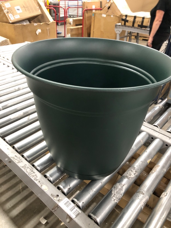 Photo 2 of **MISSING SAUCER**  The HC Companies 20 Inch Eclipse Round Planter with Saucer - Indoor Outdoor Plant Pot for Flowers, Vegetables, and Herbs, Evergreen Evergreen 20"