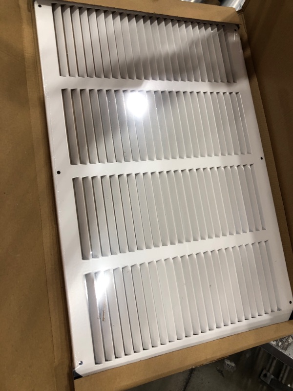 Photo 2 of 20"w X 12"h Steel Return Air Grilles - Sidewall and Ceiling - HVAC Duct Cover - White [Outer Dimensions: 21.75"w X 13.75"h] 20 X 12 White