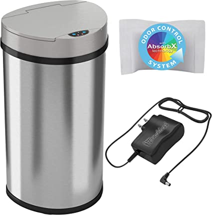Photo 1 of (Missing part)iTouchless 13 Gallon Kitchen Trash Can with Odor Control System, Stainless Steel Extra-Wide Opening Touchless Automatic Garbage Bin, Brshed Silver, Semi Round, Sensor