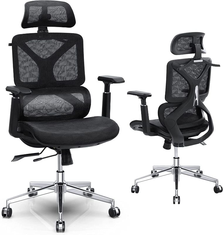 Photo 1 of **LOOSE HARDWARE**Memobarco Office Chair, Ergonomic Desk Chairs with Lumbar Support, 3D Adjustable Armrest, Headrest and Seat Depth, Executive Full Mesh Chairs for Business, Hotel, and Home

