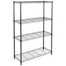 Photo 1 of **MINOR TEAR & WEAR , MISSING LEGS**Amazon Basics 4-Shelf Adjustable, Heavy Duty Storage Shelving Unit (350 lbs loading capacity per shelf), Steel Organizer Wire Rack, Black (36L x 14W x 54H)
