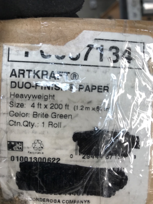 Photo 4 of **SHIPPING DAMAGE** ArtKraft Duo-Finish Paper Roll P67134, 4-feet by 200-feet, Brite Green, 1 Roll