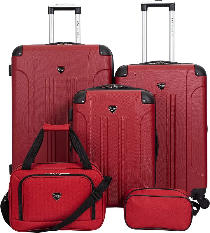 Photo 1 of **MINOR TEAR & WEAR**Travelers Club Chicago Hardside Expandable Spinner Luggages, Red, 5 Piece Set
