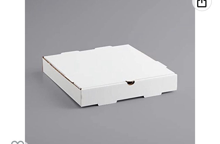 Photo 1 of 12" x 12" x 2" White Corrugated Plain Pizza Box - 50/Bundle