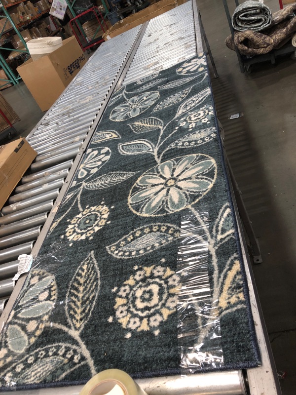 Photo 1 of 5.7 ft teal with flowers home rug 