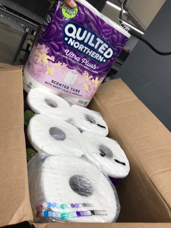 Photo 2 of 4PK-- Quilted Northern Ultra Plush® Toilet Paper with Sweet Lilac & Vanilla Scented Tube, 6 Mega Rolls, 3-Ply Bath Tissue