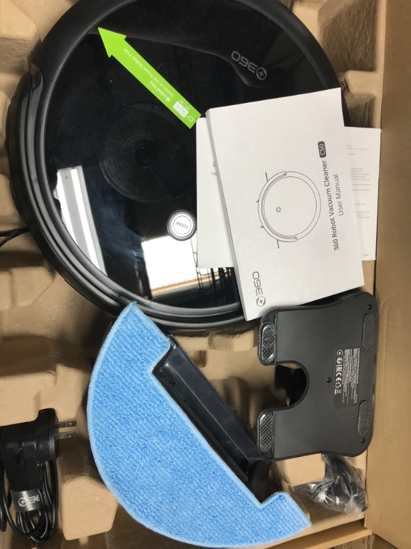 Photo 1 of + 360 C50 Robot Vacuum and Mop, 2600 Pa, Zigzag Cleaning, Scheduled Cleaning, Edge, Spot, Deep Cleaning, Compatible with Alexa and Google Assistant, Black New-C50