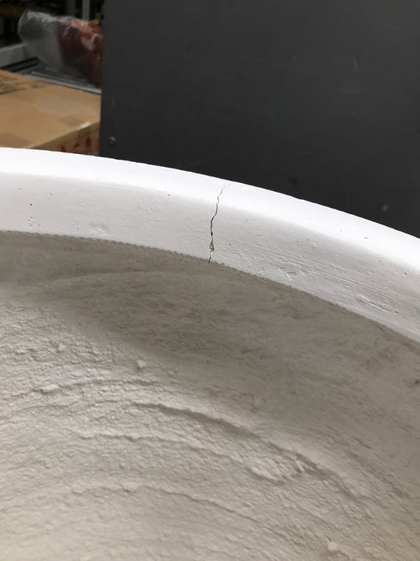 Photo 3 of  Like new / minor cracks *** 21.7 in. Tall Pure White Lightweight Concrete Outdoor Round Bowl Planter