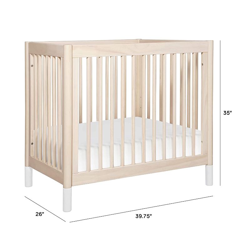 Photo 1 of Babyletto Gelato 4-in-1 Convertible Mini Crib in Washed Natural and White, Greenguard Gold Certified
