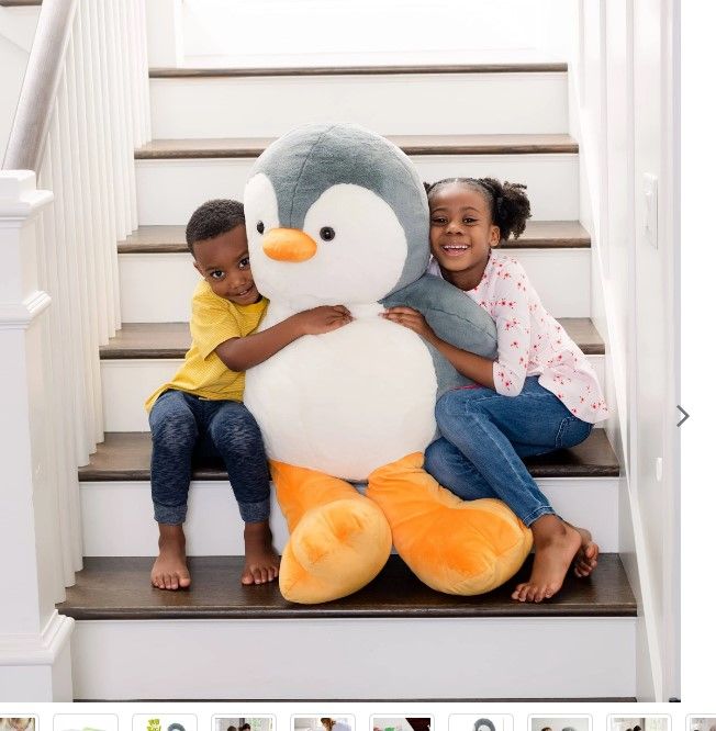 Photo 1 of Animal Adventure Sqoosh2Poof Jumbo Plush Character Compressed Inside Small Box - 54 inch Penguin
