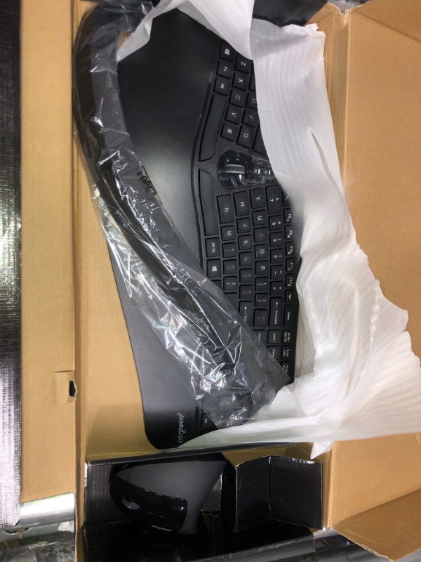 Photo 2 of Perixx Periduo-605, Wireless Ergonomic Split Keyboard and Vertical Mouse Combo, Adjustable Palm Rest and Membrane Low Profile Keys, Black, US English Layout (11633)