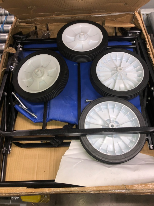 Photo 1 of GPOAS Heavy Duty Collapsible Folding Wagon Cart Utility Outdoor Camping Shopping Garden Cart with 360° Universal Wheels ?Adjustable Handle,176lbs/80kg Load Capacity,Blue