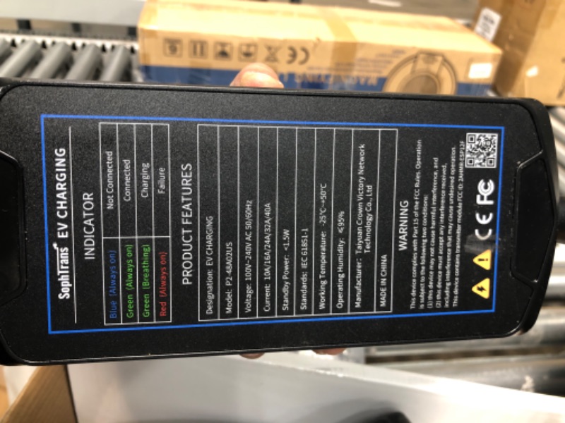 Photo 4 of Used / not able to test due to power cord *** SOPHTRANS EV Charger Level 2, 10 to 40Amp Adjustable with NEMA14-50, 25ft Thick Cable, Wall Mounted & Portable EV Charger for Home Level 2 with WiFi(100-240V)