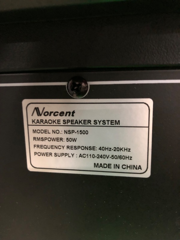 Photo 7 of *** TESTED DOES NOT POWER ON *** PARTS ONLY *** Norcent NSP-1500 15" Portable Bluetooth Speaker System, Dual 8” Subwoofer System Portable Bluetooth Party DJ Speaker w/Sound Activated Lights, 2100W, w/Remote and Wireless Microphone (NSP-1500)
