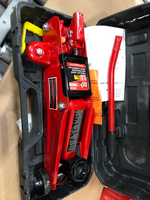 Photo 5 of Big Red T820014s Torin Hydraulic Trolley Service/Floor Jack with Blow Mold Carrying Storage Case, 2 Ton (4,000 lb) Capacity, Red(SEE NOTES) 