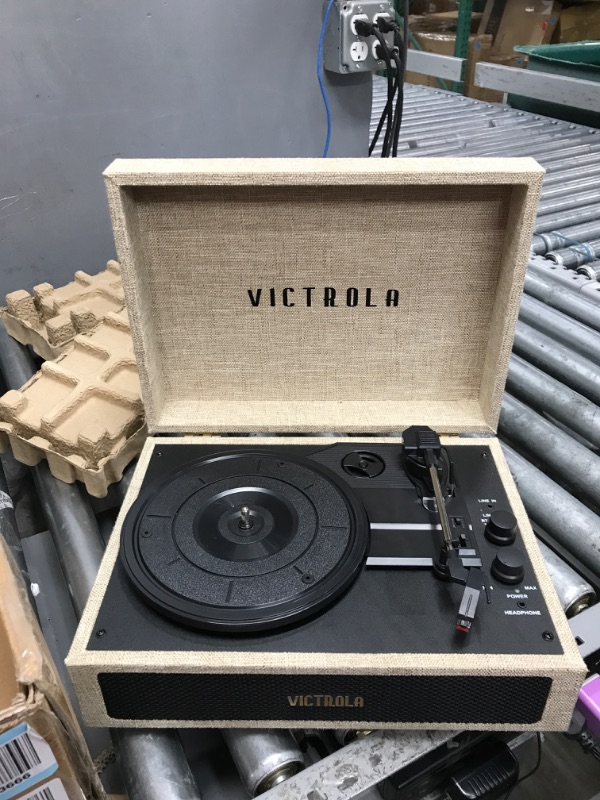 Photo 2 of Victrola Parker Bluetooth Suitcase Record Player with 3-Speed Turntable, Light Beige (VSC-580BT-LBB)