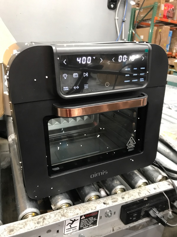 Photo 2 of **DAMAGED** Air Fryer Oven OIMIS, 17QT 9-in-1 Countertop Smart Air Fryer Toaster Oven with Rotisserie, Dehydrator, Digital LED Screen, Countertop Convection Oven, 6 Accessories, 1500w, Black, ETL Certified