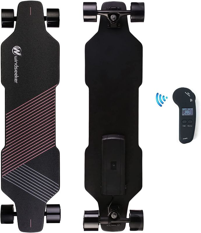 Photo 1 of Electric Skateboard, Electric Skateboard with Remote Control for Beginners, 350W Brushless Motor, Max 12.4 MPH, Carver E-Ska with DIY Stickers