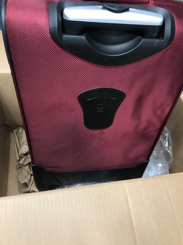 Photo 3 of **MINOR DAMAGE FROM USE**  SwissGear Sion Softside Expandable Roller Luggage, Burgandy, Carry-On 21-Inch Carry-On 21-Inch Burgandy