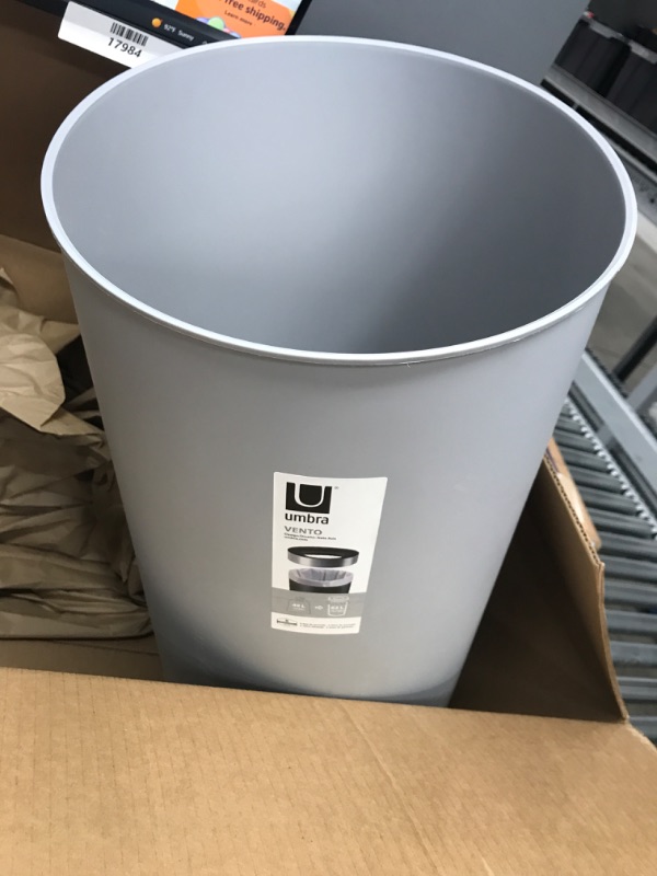 Photo 2 of **USED/MISSING LID**  Umbra Vento Open Top 16.5-Gallon Kitchen Trash Large, Garbage Can for Indoor, Outdoor or Commercial Use, 16.5 Gallon, Grey/Steel Grey/Steel Open Top Can