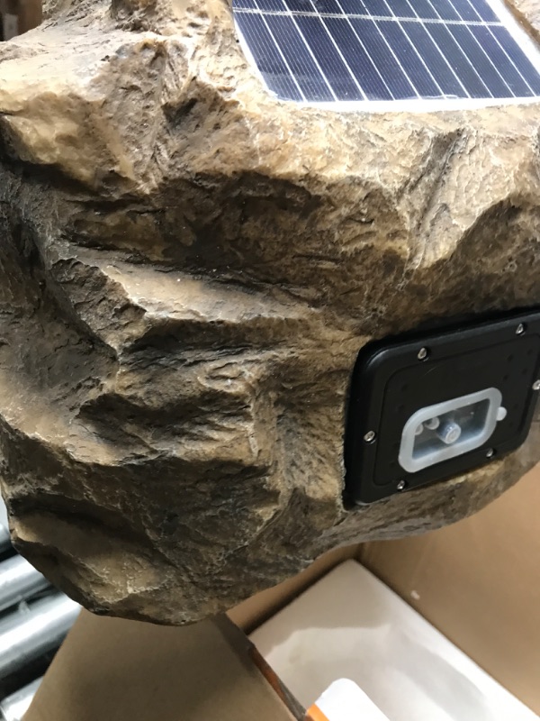 Photo 1 of Alpine Corporation Weather-resistant Bluetooth Solar-Powered Outdoor Wireless Rock Speaker, Brown