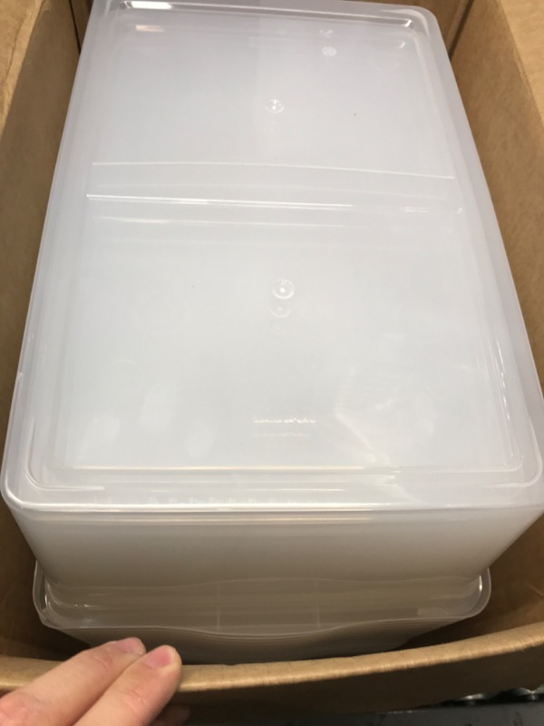 Photo 2 of **USED/MINOR DAMAGE**   IRIS USA 17.5 Qt Plastic Storage Container Bin with Latching Lid, Stackable Nestable Box Tote Closet Organization School Art Supplies - Clear, 12 Pack