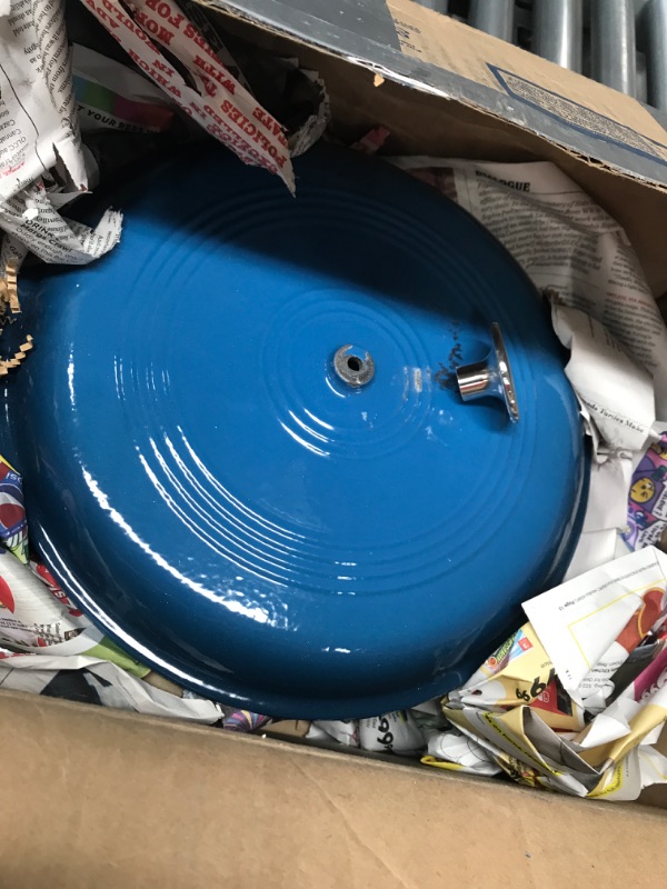 Photo 3 of **USED**   Amazon Basics Enameled Cast Iron Covered Dutch Oven, 7.3-Quart, Blue Blue 7.3-Quart Oven