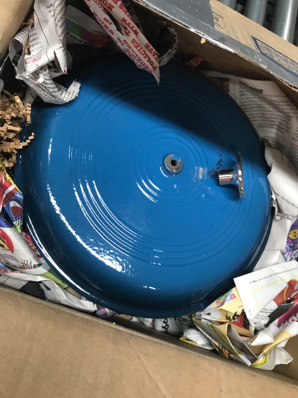 Photo 2 of **USED**   Amazon Basics Enameled Cast Iron Covered Dutch Oven, 7.3-Quart, Blue Blue 7.3-Quart Oven