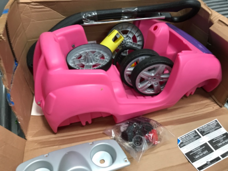 Photo 2 of **DAMAGED** Step2 Whisper Ride II Kids Push Ride-On Car Buggy w/ Pull Handle and Horn, PINK