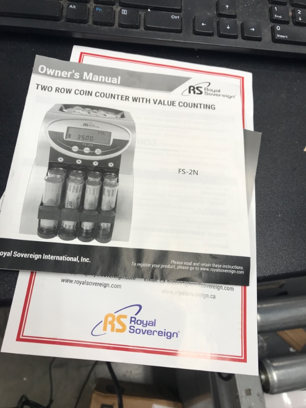 Photo 1 of Royal Sovereign 2 Row Electric Coin Counter/Sorter with Patented Anti-Jam Technology and Digital Counting Display (FS-2N), Black/Silver