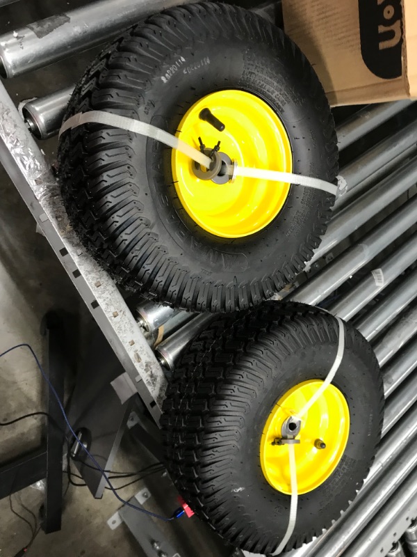 Photo 1 of 15x6.00-6" Front Tire Assembly Replacement for 100 and 300 Series John Deere Riding Mowers - 2 pack