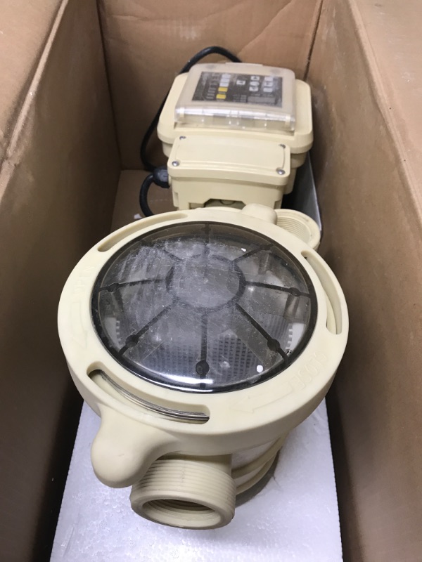 Photo 2 of **USED**   XtremepowerUS 1.5HP Variable Speed Swimming Pool Pump High-Flo Speed Pool Pump Timer Control Panel Digital W/Fitting, Beige