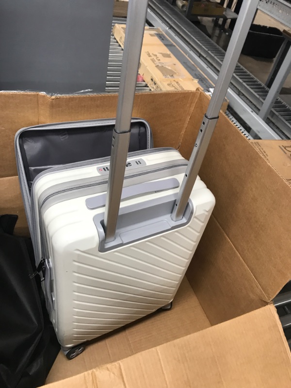 Photo 4 of *USED*   YUNASAY 20" Luggage with Laptop Compartment, ABS+PC Lightweight Suitcase with Spinner Wheels and TSA Lock, Expandable Carry On Luggage for Travel Business Trips - Off White 20inch