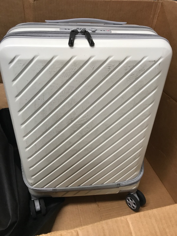 Photo 2 of *USED*   YUNASAY 20" Luggage with Laptop Compartment, ABS+PC Lightweight Suitcase with Spinner Wheels and TSA Lock, Expandable Carry On Luggage for Travel Business Trips - Off White 20inch