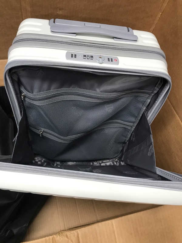 Photo 1 of *USED*   YUNASAY 20" Luggage with Laptop Compartment, ABS+PC Lightweight Suitcase with Spinner Wheels and TSA Lock, Expandable Carry On Luggage for Travel Business Trips - Off White 20inch