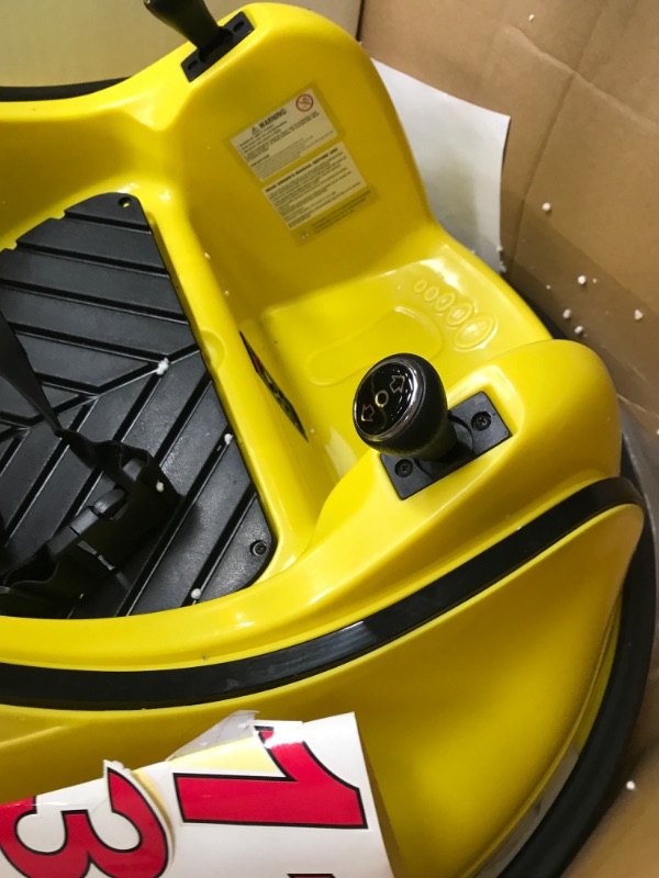 Photo 4 of **USED**   The Bubble Factory Electric Kids Bumper car in Yellow with Light and Music Including Remote Control and Extra Sticker Set to Customize The Bumper car.