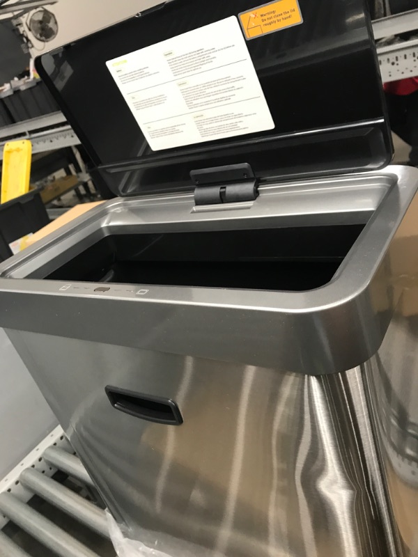 Photo 3 of ***3 Dents on the sides*** EKO Mirage-X 47 Liter / 12.4 Gallon Touchless Rectangular Motion Sensor Trash Can with Removable Liner, Brushed Stainless Steel Finish 47 Liter with Liner