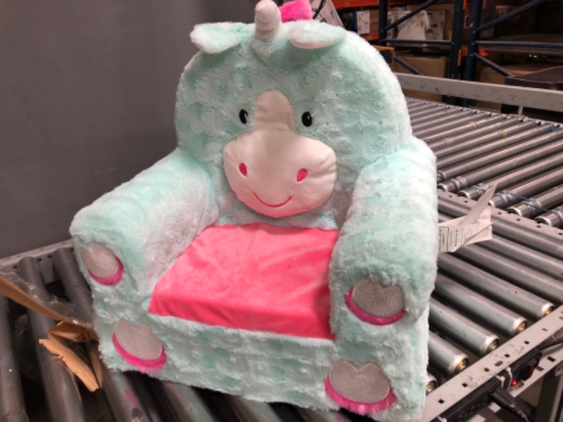 Photo 2 of Animal Adventure Teal Unicorn Soft Plush Children's Chair, Sweet Seats
