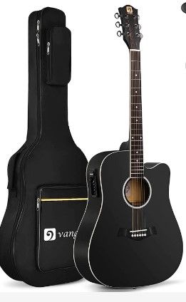 Photo 1 of ***SEE PICTURES***
Vangoa - 41 inch Full-Size Black VG-41ECBK Acoustic Electric Cutaway Guitar with