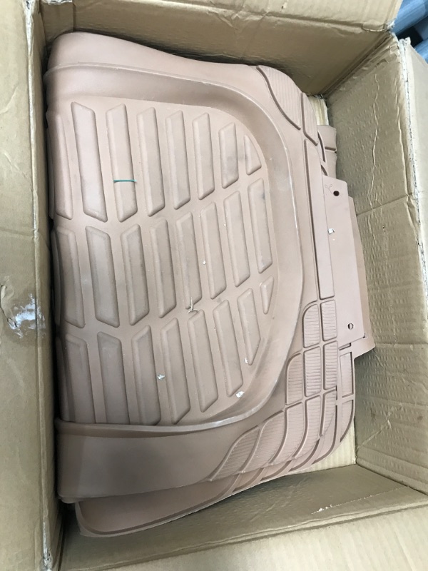 Photo 1 of Motor Trend PRO920 Premium FlexTough Deep Dish Complementary Rear Rubber Floor Mats Liners All-Weather Protection Universal Design for Cars Sedan Truck SUV 1 Piece Beige