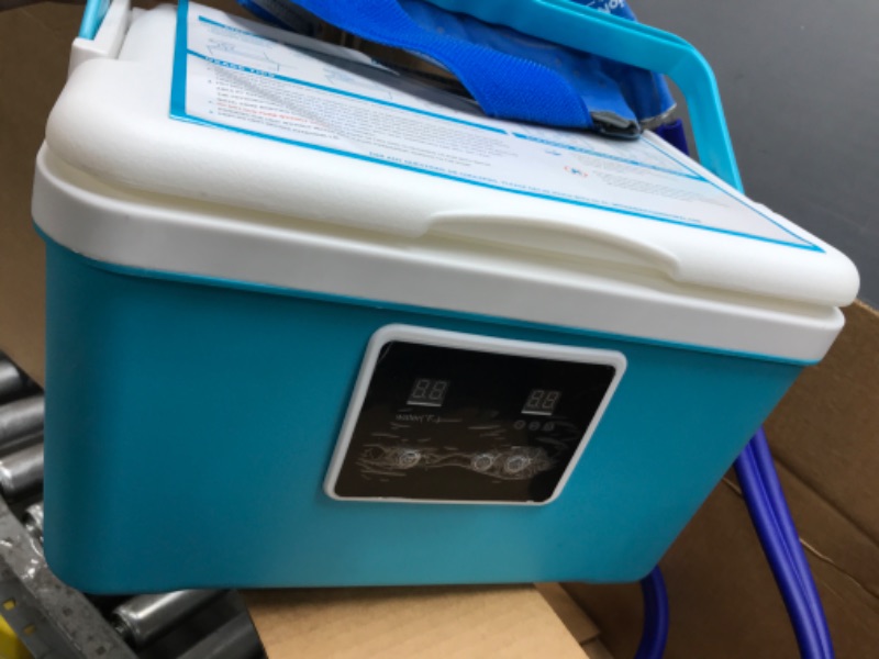 Photo 2 of Cold Therapy Machine — Cryotherapy Freeze Kit System — for Post-Surgery Care, ACL, MCL, Swelling, Sprains, and Other Injuries — Wearable, Adjustable Knee Pad — Cooler Pump with Digital Timer
**TESTED** powers on works
