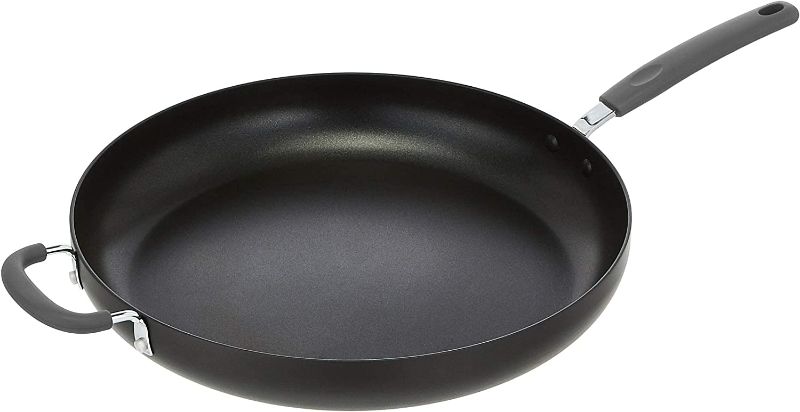 Photo 1 of 2 Amazon Basics Hard Anodized Non-Stick Skillet with Helper Handle - 14-Inch, Grey
