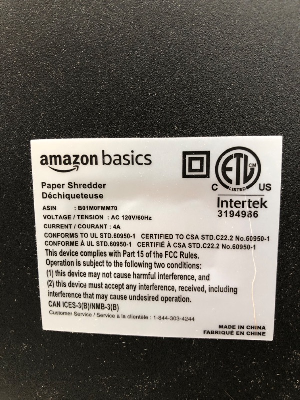 Photo 2 of Amazon Basics 15-Sheet Cross-Cut Paper, CD Credit Card Office Shredder 15 Sheet - original model Shredder