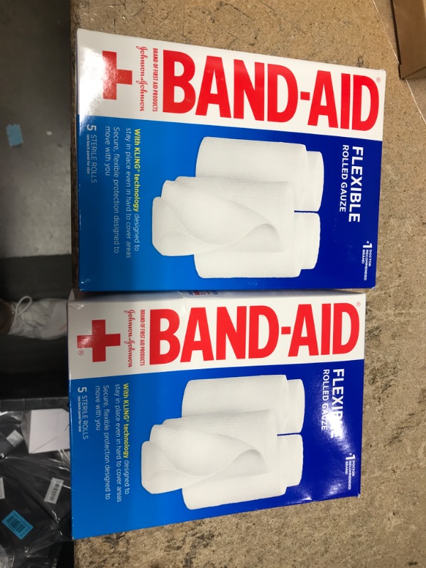 Photo 2 of Band-Aid Brand of First Aid Products Flexible Rolled Gauze Dressing for Minor Wound Care, Soft Padding and Instant Absorption, Sterile Kling Rolls, 4 Inches by 2.1 Yards, Value Pack, 5 ct--- 2 ITEMS 